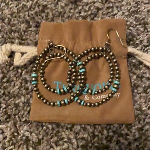 New. Double hoop turquoise earrings
